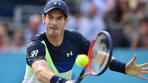 Andy Murray returns to Nick Kyrgios during their first round match at the ATP Queen's Club Championships.(AFP) Andy Murray returns to Nick Kyrgios during their first round match at the ATP Queen's Club Championships.(AFP)