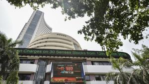 View of Bombay Stock Exchange with digital broadcast on the facade in Mumbai.(Kunal Patil/HT Photo) View of Bombay Stock Exchange with digital broadcast on the facade in Mumbai.(Kunal Patil/HT Photo)