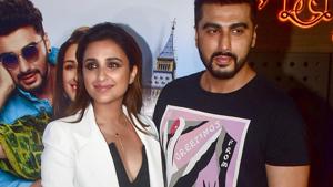 Bollywood actors Parineeti Chopra with Arjun Kapoor during their film Namaste England event, in Mumbai.(PTI) Bollywood actors Parineeti Chopra with Arjun Kapoor during their film Namaste England event, in Mumbai.(PTI)