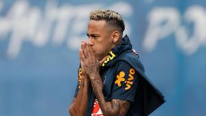 Neymar limped out of the previous training session for Brazil due to an ankle problem.(AFP) Neymar limped out of the previous training session for Brazil due to an ankle problem.(AFP)
