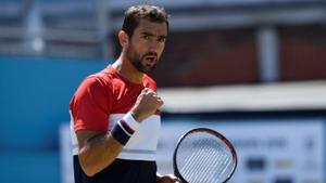 Croatia's Marin Cilic celebrates after winning his Queen’s tennis quarter final match against Sam Querrey.(Reuters) Croatia's Marin Cilic celebrates after winning his Queen’s tennis quarter final match against Sam Querrey.(Reuters)