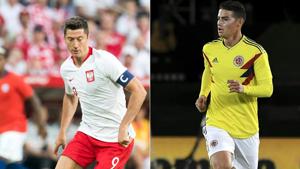 Poland forward Robert Lewandowski (L) and Colombia midfielder James Rodriguez (R) will be the players to watch out for during the FIFA World Cup 2018 Group H football match in Kazan on Sunday.(AFP) Poland forward Robert Lewandowski (L) and Colombia midfielder James Rodriguez (R) will be the players to watch out for during the FIFA World Cup 2018 Group H football match in Kazan on Sunday.(AFP)