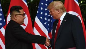 Despite the historic summit earlier this month, US president Donald Trump has cited ‘an unusual and extraordinary threat’ from North Korea.(Anthony Wallace/AFP) Despite the historic summit earlier this month, US president Donald Trump has cited ‘an unusual and extraordinary threat’ from North Korea.(Anthony Wallace/AFP)