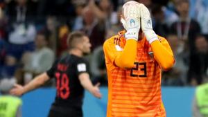 Willy Caballero, who is the first choice goalkeeper in the absence of Sergio Romero, fluffed his lines as Argentina were beaten 0-3 by Croatia in their FIFA World Cup 2018 encounter.(REUTERS) Willy Caballero, who is the first choice goalkeeper in the absence of Sergio Romero, fluffed his lines as Argentina were beaten 0-3 by Croatia in their FIFA World Cup 2018 encounter.(REUTERS)