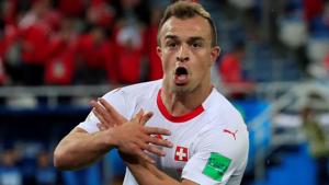 Switzerland's Xherdan Shaqiri celebrates scoring their second goal against Serbia in the FIFA World Cup 2018.(REUTERS) Switzerland's Xherdan Shaqiri celebrates scoring their second goal against Serbia in the FIFA World Cup 2018.(REUTERS)