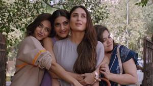 The Veeres - Sonam Kapoor, Swara Bhasker, Kareena Kapoor Khan and Shikha Talsania - in a still from Veere Di Wedding. The Veeres - Sonam Kapoor, Swara Bhasker, Kareena Kapoor Khan and Shikha Talsania - in a still from Veere Di Wedding.