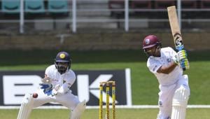 Shane Dowrich hit a fifty to rescue West Indies after early strikes from Sri Lanka put Suranga Lakmal’s side on top in the Pink Ball Test in Barbados.(AFP) Shane Dowrich hit a fifty to rescue West Indies after early strikes from Sri Lanka put Suranga Lakmal’s side on top in the Pink Ball Test in Barbados.(AFP)
