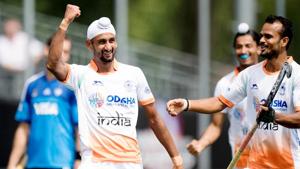 The Indian hockey team defeated Olympic champions Argentina 2-1 in their second Champions Trophy match in Breda on Sunday.(Frank Uijlenbroek) The Indian hockey team defeated Olympic champions Argentina 2-1 in their second Champions Trophy match in Breda on Sunday.(Frank Uijlenbroek)