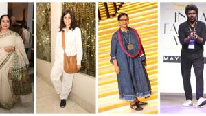 (L-R) Danseuse Sharon Lowen, fashion designer Rina Dhaka, artist Jayasri Burman and fashion designer Gaurav Jai Gupta (L-R) Danseuse Sharon Lowen, fashion designer Rina Dhaka, artist Jayasri Burman and fashion designer Gaurav Jai Gupta