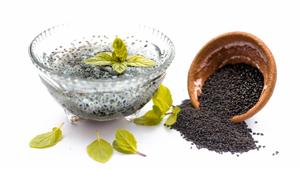 How to use sabja seeds for weight loss: Low in carb and high in protein, dietitians say it is a rare combination in most vegetarian diets.(Shutterstock) How to use sabja seeds for weight loss: Low in carb and high in protein, dietitians say it is a rare combination in most vegetarian diets.(Shutterstock)