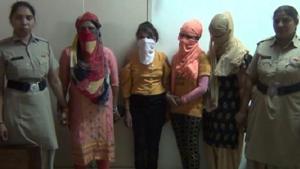 Police arrested nine people including four women.(HT Photo) Police arrested nine people including four women.(HT Photo)