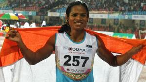 Dutee Chand qualified for the Asian Games 2018 as she made the norm in the women’s 200m heats of the Inter-State Athletics Championships in Guwahati.(AFP) Dutee Chand qualified for the Asian Games 2018 as she made the norm in the women’s 200m heats of the Inter-State Athletics Championships in Guwahati.(AFP)