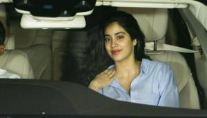 Janvi Kapoor, who is busy promoting her debut film Dhadak, nonetheless found time for her brother Arjun Kapoor’s dinner party.(Viral Bhayani)