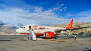 An Air India plane at Ladakh airport.(Shutterstock) An Air India plane at Ladakh airport.(Shutterstock)