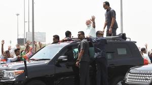Prime Minister Narendra Modi waves to his supporters after inaugurating the Delhi-Meerut National expressway on May 27, 2018.(Arvind Yadav/HT PHOTO) Prime Minister Narendra Modi waves to his supporters after inaugurating the Delhi-Meerut National expressway on May 27, 2018.(Arvind Yadav/HT PHOTO)