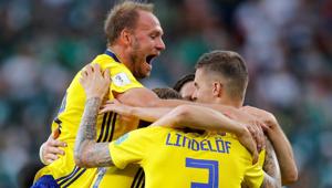 Sweden's Andreas Granqvist celebrates after scoring against Mexico during their FIFA World Cup 2018 encounter on Wednesday.(REUTERS) Sweden's Andreas Granqvist celebrates after scoring against Mexico during their FIFA World Cup 2018 encounter on Wednesday.(REUTERS)