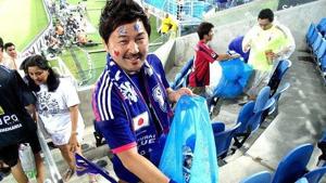The post-match clean-up video has gone viral on social media, drawing worldwide praise for the Japanese fans. It also has inspired fans of other countries to follow suit. The post-match clean-up video has gone viral on social media, drawing worldwide praise for the Japanese fans. It also has inspired fans of other countries to follow suit.