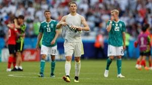 Germany's Manuel Neuer (grey) looks dejected after the match vs. Mexico at the Kazan Arena, Kazan, Russia on June 27, 2018 as they exited of the FIFA World Cup 2018.(REUTERS) Germany's Manuel Neuer (grey) looks dejected after the match vs. Mexico at the Kazan Arena, Kazan, Russia on June 27, 2018 as they exited of the FIFA World Cup 2018.(REUTERS)