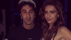 Karishma Tanna with Ranbir Kapoor at the success bash for Sanju.(Instagram) Karishma Tanna with Ranbir Kapoor at the success bash for Sanju.(Instagram)