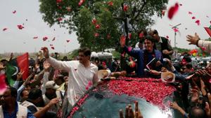 Bilawal Bhutto Zardari, chairman of the Pakistan People's Party, being welcomed by supporters as he is headed for a campaign rally ahead of general elections on the outskirts of Karachi, Pakistan, on Monday.(REUTERS) Bilawal Bhutto Zardari, chairman of the Pakistan People's Party, being welcomed by supporters as he is headed for a campaign rally ahead of general elections on the outskirts of Karachi, Pakistan, on Monday.(REUTERS)