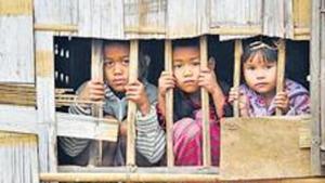 Over 35,000 Bru tribals, who took refuge in Tripura in 1997 following ethnic violence in Mizoram, remain stranded in seven camps in Kanchanpur, North Tripura.(Burhaan Kinu/HT) Over 35,000 Bru tribals, who took refuge in Tripura in 1997 following ethnic violence in Mizoram, remain stranded in seven camps in Kanchanpur, North Tripura.(Burhaan Kinu/HT)