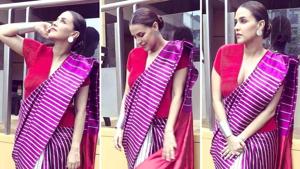 We cannot get over how bright Neha Dhupia’s saree is. Check out alternatives to pastel-coloured sarees you’ll be excited to wear. (Instagram)
