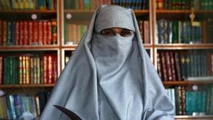 Asiya Andrabi, chief of Dukhtaran-e-Milat, was in a prison in Srinagar after the Jammu and Kashmir high court cancelled her bail last month.(Vikas Khot/HT File Photo) Asiya Andrabi, chief of Dukhtaran-e-Milat, was in a prison in Srinagar after the Jammu and Kashmir high court cancelled her bail last month.(Vikas Khot/HT File Photo)