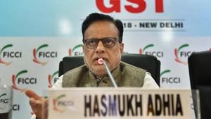 Hasmukh Adhia addresses during a session on 'One Year Journey Of GST' at FICCI office, in New Delhi.(PTI Photo) Hasmukh Adhia addresses during a session on 'One Year Journey Of GST' at FICCI office, in New Delhi.(PTI Photo)