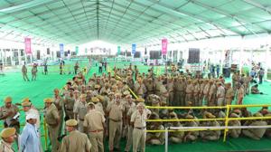 Security preparations afoot at Amrudon Ka Bagh in Jaipur on Friday.(HT Photo) Security preparations afoot at Amrudon Ka Bagh in Jaipur on Friday.(HT Photo)