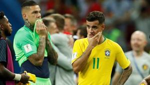 Brazil's Philippe Coutinho looks dejected after the FIFA World Cup 2018 quarterfinal loss to(REUTERS) Brazil's Philippe Coutinho looks dejected after the FIFA World Cup 2018 quarterfinal loss to(REUTERS)