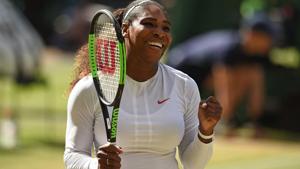 Serena Williams celebrates after winning against Camila Giorgi during their Wimbledon quarter-final encounter.(AFP) Serena Williams celebrates after winning against Camila Giorgi during their Wimbledon quarter-final encounter.(AFP)