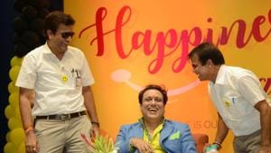 The King of Comedy, addressing students of Allen Career Institute in Kota on Thursday, urged them to stay healthy, busy and jolly.(HT PHOTO) The King of Comedy, addressing students of Allen Career Institute in Kota on Thursday, urged them to stay healthy, busy and jolly.(HT PHOTO)