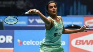 Pusarla Venkata Sindhu in action against Yip Pui Yin in the Thailand Open badminton tournament on Thursday.(AFP) Pusarla Venkata Sindhu in action against Yip Pui Yin in the Thailand Open badminton tournament on Thursday.(AFP)