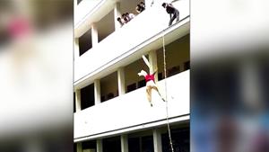 A 19-year-old student died during a mock drill conducted by the National Disaster Management Authority (NDMA) in a Coimbatore college on Thursday.(Video grab) A 19-year-old student died during a mock drill conducted by the National Disaster Management Authority (NDMA) in a Coimbatore college on Thursday.(Video grab)