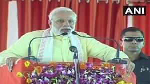 PM Narendra Modi addressing a rally in Azamgarh.(ANI Photo) PM Narendra Modi addressing a rally in Azamgarh.(ANI Photo)