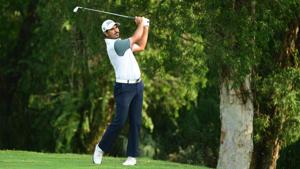 Gaganjeet Bhullar of India hitting a shot during the final round of the Indonesia Open golf tournament at the Pondok Indah Golf Course in Jakarta.(AFP) Gaganjeet Bhullar of India hitting a shot during the final round of the Indonesia Open golf tournament at the Pondok Indah Golf Course in Jakarta.(AFP)