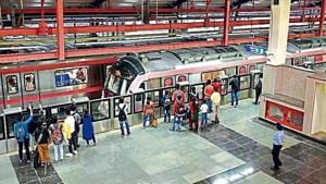 The inspection of the Lajpat Nagar-­Durgabai Deshmukh South Campus section of Delhi Metro’s Pink Line will be conducted on July 23 .(HT File PHoto)