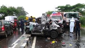 The accident took place at Karla on Sunday.(HT Photo) The accident took place at Karla on Sunday.(HT Photo)