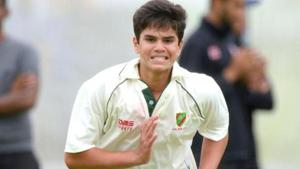Arjun Tendulkar took his first international wicket while playing for India U-19s against Sri Lanka U-19s in Colombo.(REUTERS) Arjun Tendulkar took his first international wicket while playing for India U-19s against Sri Lanka U-19s in Colombo.(REUTERS)