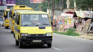 The transport department is said to have no legal mechanism at present to monitor school vehicles.(HT File Photo) The transport department is said to have no legal mechanism at present to monitor school vehicles.(HT File Photo)