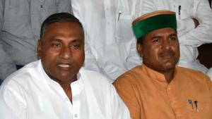 Former MLA Mohammad Shahzad (L) addresses a press conference in Dehradun on Wednesday.(Vinay Santosh Kumar/HT) Former MLA Mohammad Shahzad (L) addresses a press conference in Dehradun on Wednesday.(Vinay Santosh Kumar/HT)