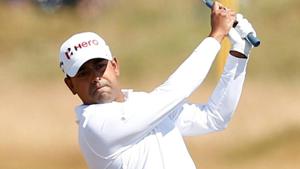 India's Anirban Lahiri in action during the practice round at Carnoustie.(REUTERS) India's Anirban Lahiri in action during the practice round at Carnoustie.(REUTERS)