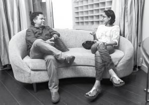 Vikram Chandra, pride writ large on his face, indulges his niece Zuni Chopra as she interviews him for HT Brunch(Aalok Soni) Vikram Chandra, pride writ large on his face, indulges his niece Zuni Chopra as she interviews him for HT Brunch(Aalok Soni)