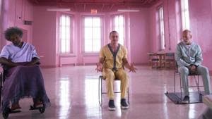 Samuel L Jackson, James McAvoy and Bruce Willis in Glass. Samuel L Jackson, James McAvoy and Bruce Willis in Glass.