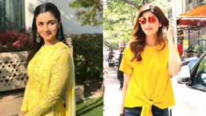 Alia Bhatt and Shilpa Shetty Kundra make a case for yellow. See their looks below. (Instagram) Alia Bhatt and Shilpa Shetty Kundra make a case for yellow. See their looks below. (Instagram)