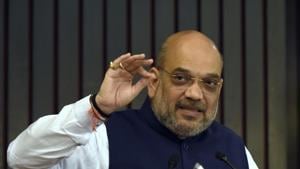 BJP president Amit Shah addresses the gathering during national conference on Reforming Agrarian Economy: Role of Insurance, at India International Center in New Delhi on July 21.(Sushil Kumar/HT PHOTO) BJP president Amit Shah addresses the gathering during national conference on Reforming Agrarian Economy: Role of Insurance, at India International Center in New Delhi on July 21.(Sushil Kumar/HT PHOTO)