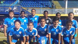 India U-17 women’s football team lost their previous match 0-5 to Brazil.(Twitter (@AIIFF)) India U-17 women’s football team lost their previous match 0-5 to Brazil.(Twitter (@AIIFF))