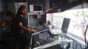 In this picture taken on July 17, 2018, Asif Butt, better known by his stage persona DJ Butt, performs during a rally of the Pakistan Peoples Party (PPP) in Islamabad. Pakistani political rallies have been transformed in recent years to festive blowouts, designed to entertain as much as inspire supporters to vote.(AFP) In this picture taken on July 17, 2018, Asif Butt, better known by his stage persona DJ Butt, performs during a rally of the Pakistan Peoples Party (PPP) in Islamabad. Pakistani political rallies have been transformed in recent years to festive blowouts, designed to entertain as much as inspire supporters to vote.(AFP)