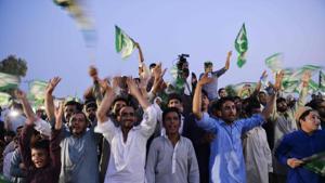 In this picture taken on July 19, 2018, supporters of Shahbaz Sharif, the younger brother of ousted Pakistani Prime Minister Nawaz Sharif and the head of Pakistan Muslim League-Nawaz (PML-N), dance and cheer to songs during an election campaign rally in Pindi Gheb in Pakistan's Punjab province.(AFP) In this picture taken on July 19, 2018, supporters of Shahbaz Sharif, the younger brother of ousted Pakistani Prime Minister Nawaz Sharif and the head of Pakistan Muslim League-Nawaz (PML-N), dance and cheer to songs during an election campaign rally in Pindi Gheb in Pakistan's Punjab province.(AFP)
