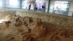 One of the four quarries producing fossils of Lingwulong, a newly discovered dinosaur unearthed in northwestern China.(REUTERS) One of the four quarries producing fossils of Lingwulong, a newly discovered dinosaur unearthed in northwestern China.(REUTERS)